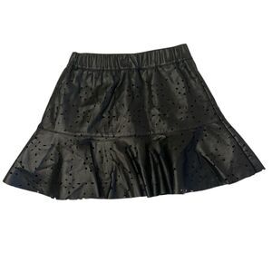 Black Faux Leather Mini Skirt Girls 5/6 Ruffle Hem Coquette Y2K Spring Outfit ✨